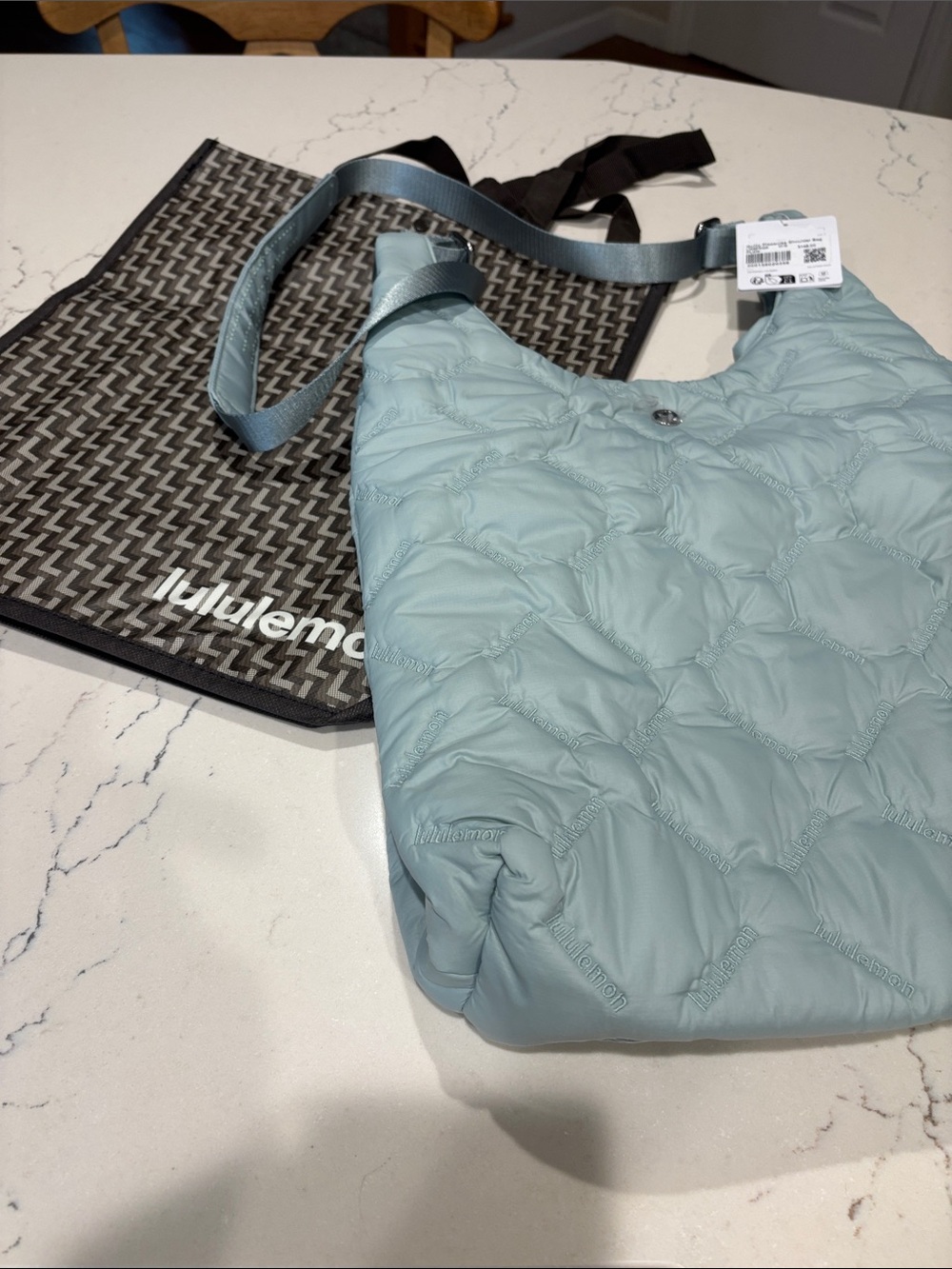 lululemon Quilted Shoulder/Crossbody Adjustable Bag in Pelican+Reusable Gift Bag